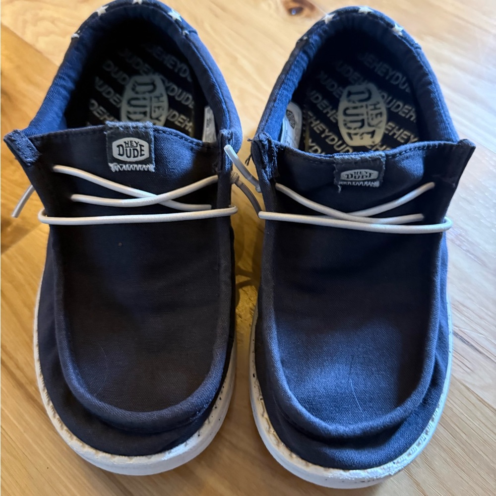 Hey Dude Dark Blue Loafers with White Accents
